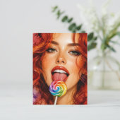 Aquarel Vrouw Met Lolly Briefkaart (Staand voorkant)
