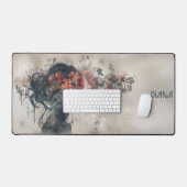 Aquarel Vrouw Silhouet met Harten Bureaumat (Keyboard & Muis)