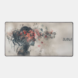 Aquarel Vrouw Silhouet met Harten Bureaumat