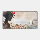 Aquarel Vrouw Silhouet met Harten Bureaumat (Keyboard & Muis)