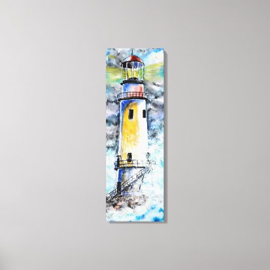 Aquarel - Vuurtoren Canvas Afdruk (Voorkant)