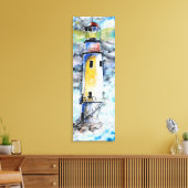 Aquarel - Vuurtoren Canvas Afdruk (Insitu (Woonkamer))