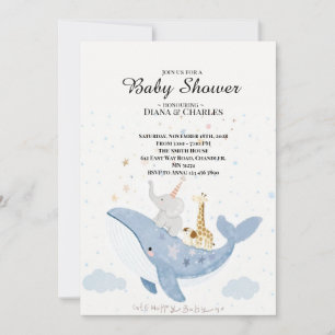 Aquarel Walvis Baby Shower Uitnodiging