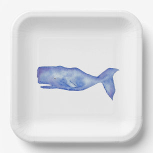 Aquarel walvis papieren borden bordje