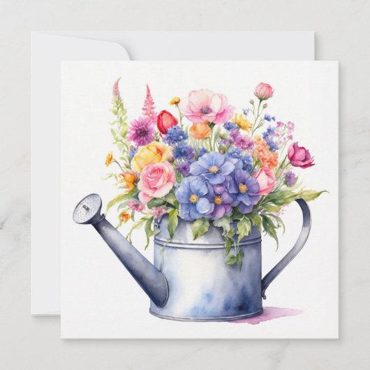 Aquarel Waterkan met Tuinbloemen  Kaart (Voorkant)