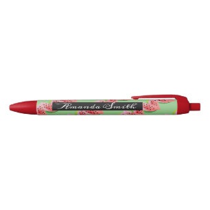 Aquarel Watermeloen Fruit Rood Groen Zwarte Inkt Pen