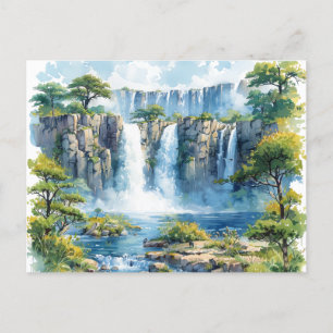 Aquarel Waterval Victoria Herfsten 2 Natuur Briefkaart