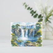 Aquarel Waterval Victoria Herfsten 2 Natuur Feestdagenkaart (Staand voorkant)