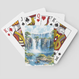 Aquarel Waterval Victoria Herfsten 2 Natuur Pokerkaarten