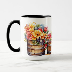 AQUAREL WATERVATEN ORANJE GELE BLOEMEN MOK