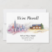 Aquarel We zijn verhuisd van Stad naar Land Verhui Aankondiging (Voorkant)