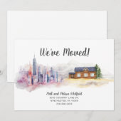 Aquarel We zijn verhuisd van Stad naar Land Verhui Aankondiging (Voorkant / Achterkant)