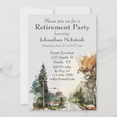 Aquarel Weg Pensioenfeest Uitnodiging (Voorkant)