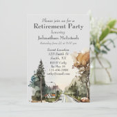 Aquarel Weg Pensioenfeest Uitnodiging (Staand voorkant)