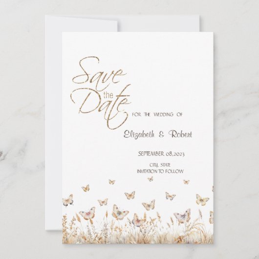 Aquarel Weide Vlinders Save The Date (Voorkant)