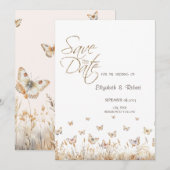 Aquarel Weide Vlinders Save The Date (Voorkant / Achterkant)