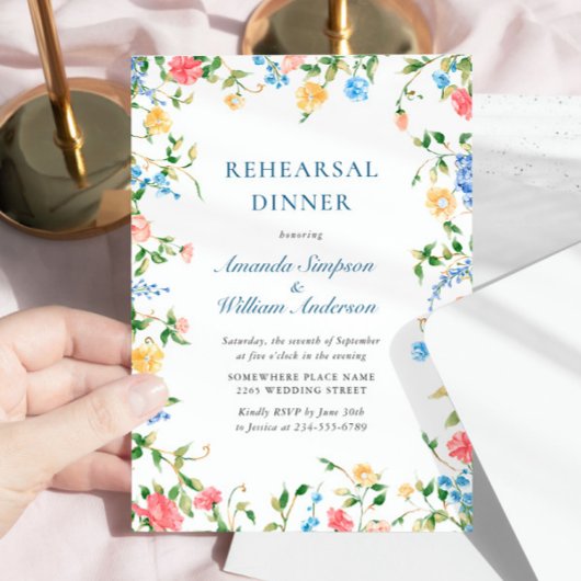 Aquarel Weide Wilde Bloem Boho Oefenavondeten Kaart