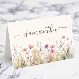 Aquarel Weide Wilde Bloem Individuele Plaatskaart Kaart