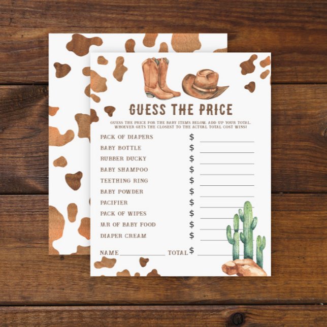 Aquarel western baby shower prijs raad spel (Creator heeft geüpload)