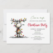 Aquarel whimsical rendier feest uitnodiging (Voorkant)