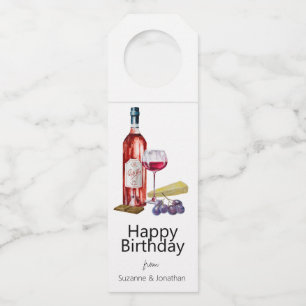 Aquarel Wijnliefhebber Verjaardag Fles Hanger Labe