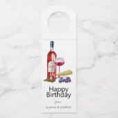 Aquarel Wijnliefhebber Verjaardag Fles Hanger Labe (Achterkant)
