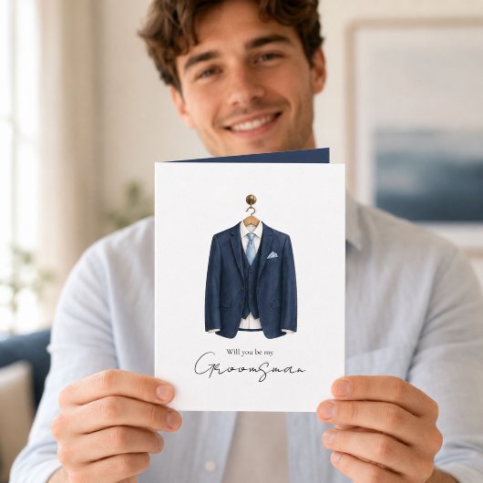 Aquarel Wil je mijn bruidsjonker pak zijn Kaart