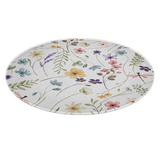 Aquarel Wildbloemen | Snijplank (Hoek)