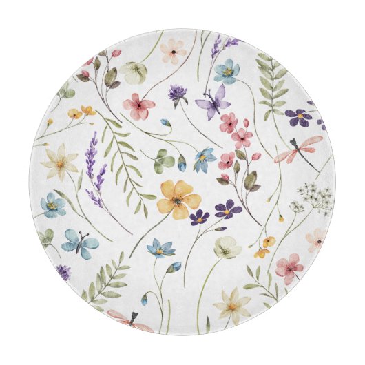 Aquarel Wildbloemen | Snijplank (Voorkant)