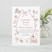 Aquarel wilde bloem afstudeer brunch uitnodiging (Staand voorkant)