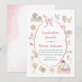 Aquarel wilde bloem afstudeer brunch uitnodiging (Voorkant / Achterkant)