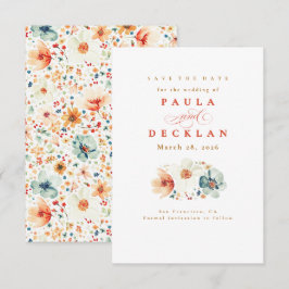 Aquarel Wilde Bloem Boho Aards Bewaar de Datum Save The Date