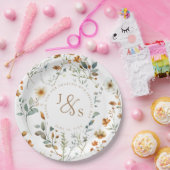 Aquarel wilde bloem Boho bruiloft Papieren Bordje (Feest)