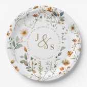 Aquarel wilde bloem Boho bruiloft Papieren Bordje (Voorkant)