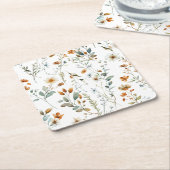 Aquarel wilde bloem Boho stijl Kartonnen Onderzetters (Schuin)