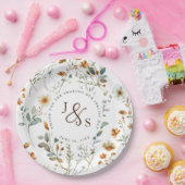 Aquarel wilde bloem Boho stijl verloving Papieren Bordje (Feest)