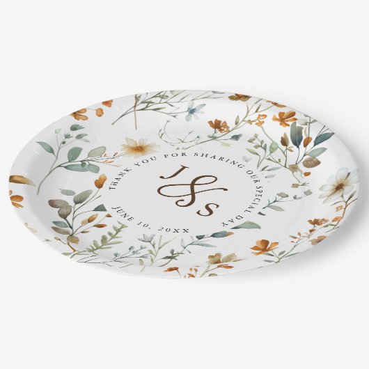 Aquarel wilde bloem Boho stijl verloving Papieren Bordje (Gekanteld)
