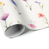 Aquarel Wilde Bloem Botanische Inpakpapier (Rol Hoek)