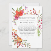 Aquarel Wilde Bloem Bruiloft Gereduceerde Gastlijs Aankondiging (Voorkant)