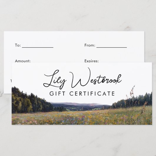 Aquarel Wilde Bloem Cadeau Certificaat (Voorkant / Achterkant)