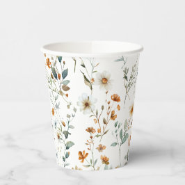 Aquarel wilde bloem elegant papieren bekers