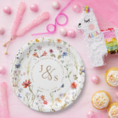 Aquarel wilde bloem elegante bruiloft papieren bordje (Feest)