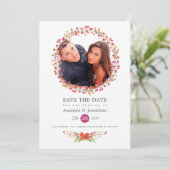 Aquarel Wilde Bloem Foto Lente Trouwdag Save The Date (Staand voorkant)