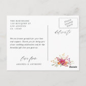 Aquarel Wilde Bloem Huwelijk Bedankt Foto Briefkaart (Achterkant)