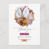 Aquarel Wilde Bloem Huwelijk Bedankt Foto Briefkaart (Voorkant)