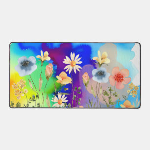 Aquarel Wilde Bloem Kunst  Kleurrijke Bloemen Bureaumat