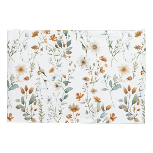 Aquarel wilde bloem kussensloop (Achterkant)