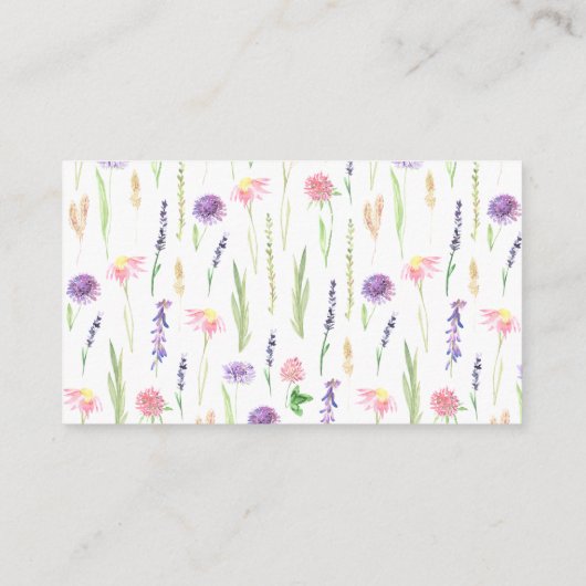 Aquarel Wilde Bloem Luierspel Baby Borrel Informatiekaartje (Achterkant)