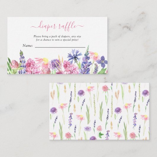 Aquarel Wilde Bloem Luierspel Baby Borrel Informatiekaartje (Voorkant / Achterkant)