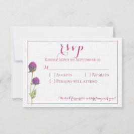 Aquarel Wilde Bloem Roze Bloemen Bruiloft RSVP Kaart